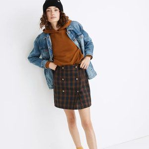 NWOT Madewell Plaid Double-Breasted Mini Skirt